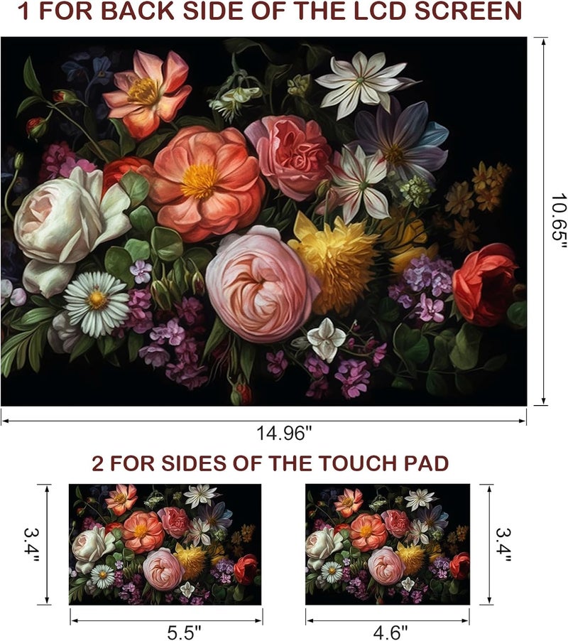 DINKY Laptop Skin Sticker Decal, 12" 13" 13.3" 14" 15" 15.4" 15.6 inch Laptop Universal Reusable Vinyl Skin Stickers Cover Art Decal Notebook PC Personalized Protector-Flora - Image 2